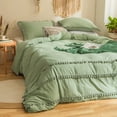 thumbnail image 2 of Move Over Green Tassel Bedding Sets Boho Duvet Cover Set Triple Tassel Microfiber Queen No Filling, 2 of 8