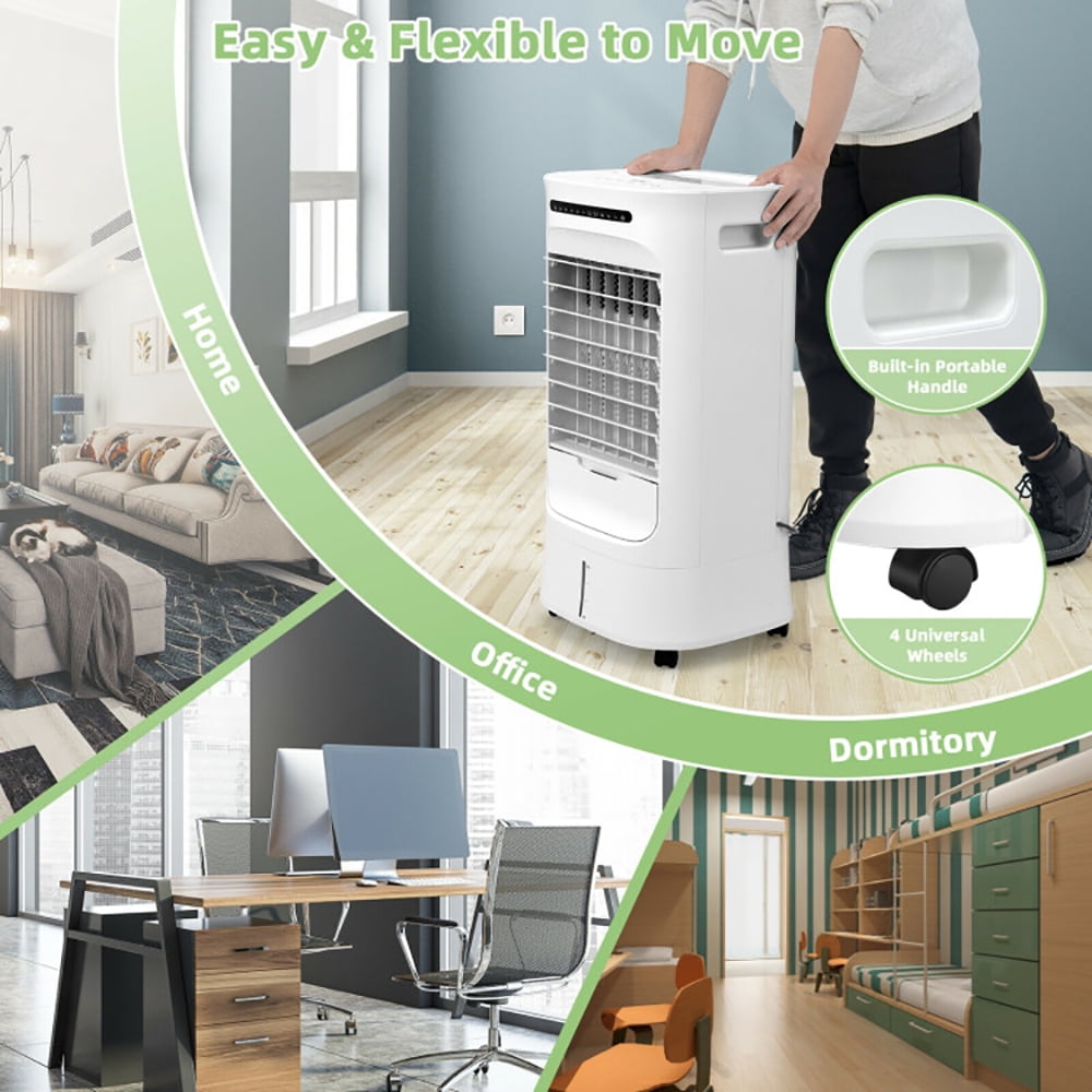 YYAo Air Conditioners, Cooling Machines, 4-in-1 Portable Evaporative Air Cooler with Timer and 3 Modes-White