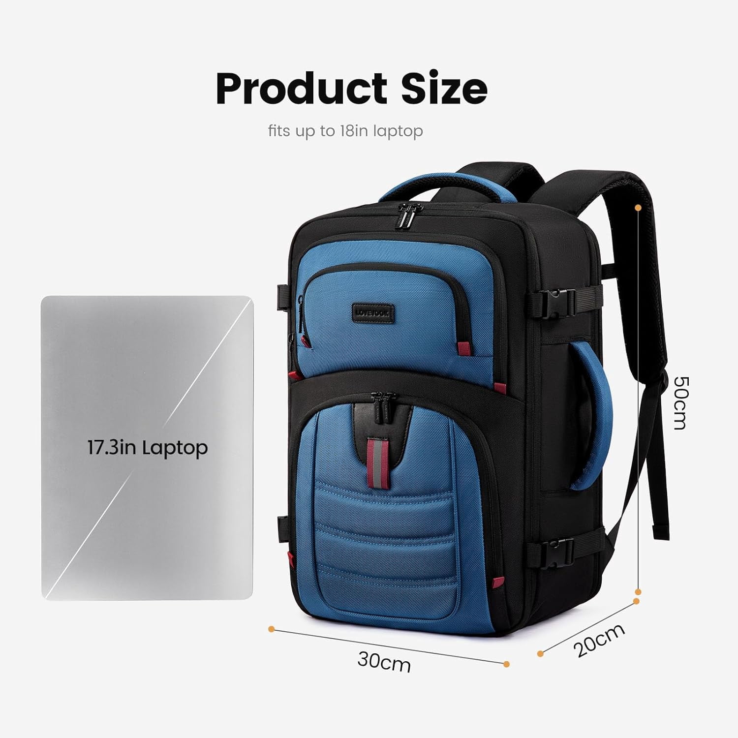 LOVEVOOK 40L Travel Backpack for Men, Airline Approved Carry On Luggage with 3 Packing Cubes, TSA Overnight Bags, Waterproof Personal Item Bag, Weekender Essentials Backpacks fits 17.3" Laptop