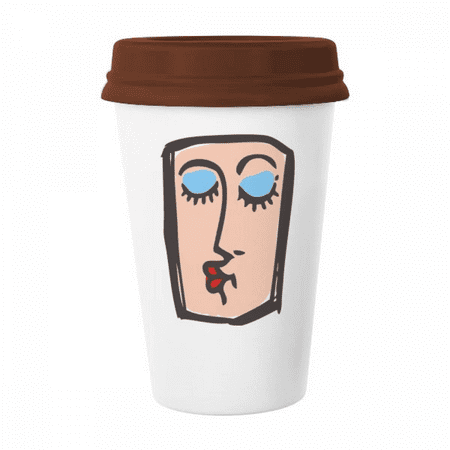

Kiss Face Sketch Emoticons Mug Coffee Drinking Glass Pottery Cerac Cup Lid