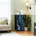 thumbnail image 2 of Boho Dresser for Bedroom with 4 Storage Drawers abstract blue marble agate granite mosaic golden veins japanese Dressers Chest of Drawers Steel Framed Fabric Closet Organizers for Entryway, 2 of 7