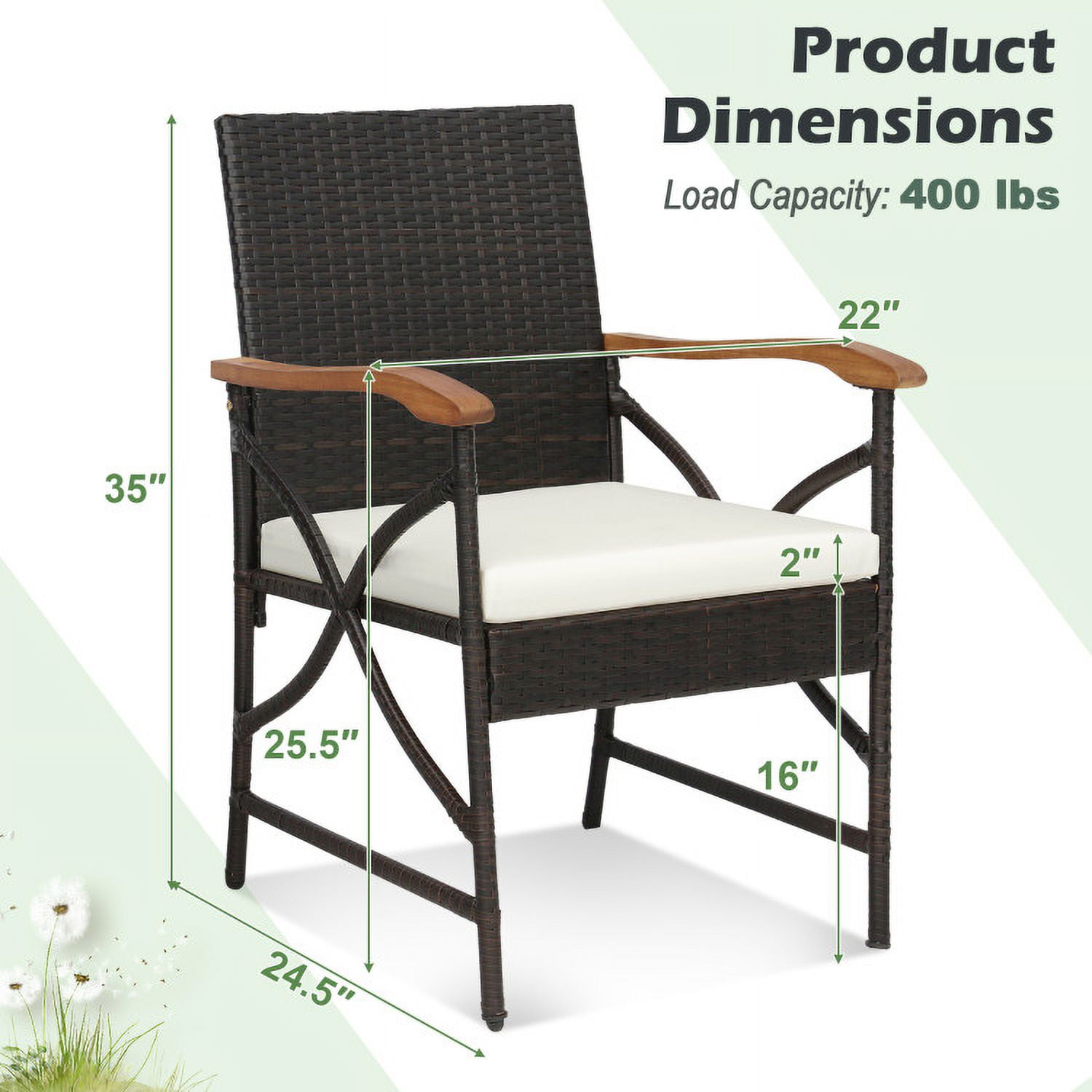 Aimee Lii Patio Wicker Chairs with Soft Zippered Cushion, Outdoor Patio Furniture Aimee Lii Patio Wicker Chairs with Soft Zippered Cushion, Outdoor Patio Furniture