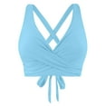 thumbnail image 4 of Aayomet Women Underwire Full Coverage Bikini Top Only Criss Cross Push Up Swim Crop Top Tie Back Bathing Suit (Light Blue, S), 4 of 6