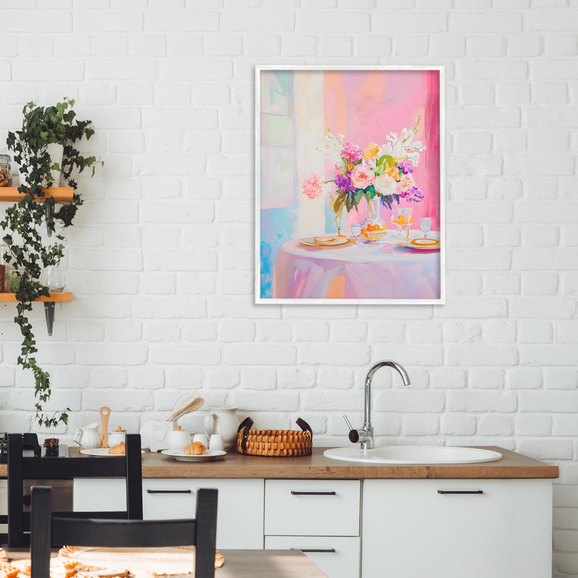Stupell Industries Pink Brunch with Romantic Bouquet White Framed Giclee Art, design by The Prints Vibe
