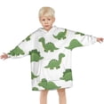 thumbnail image 3 of White Green Dinosaurs Pattern Blanket Hoodies for Kids 6-13YR Oversize Wearable Blanket Hoodies for Boys Girls Teens, 3 of 7