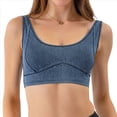 thumbnail image 3 of Chaleco Vaquero Ajustado y Corto para Mujer, Elástico, con Cuello Redondo, Tipo Jersey, Sujetador Deportivo, Camiseta Sin Mangas Azul Medio M, 3 of 9