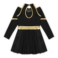 thumbnail image 6 of TiaoBug Kids Cheer Leader Costume Halloween Outfit Long Sleeve Cold Shoulder Cheerleading Dress Black 6, 6 of 7
