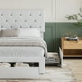 thumbnail image 5 of VECELO Full Size Upholstered Bed Frame with 3 Drawers & Adjustable Headboard, Under Bed Storage, White, 5 of 9