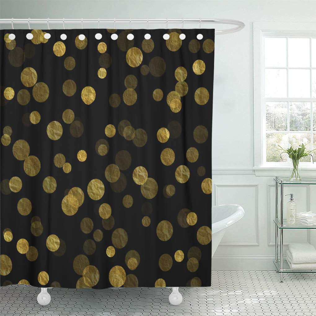 Yusdecor Confetti Gold And Black Dots Faux Foil Metallic Background Pattern Bathroom Decor Bath Shower Curtain 60x72 Inch Walmart Canada
