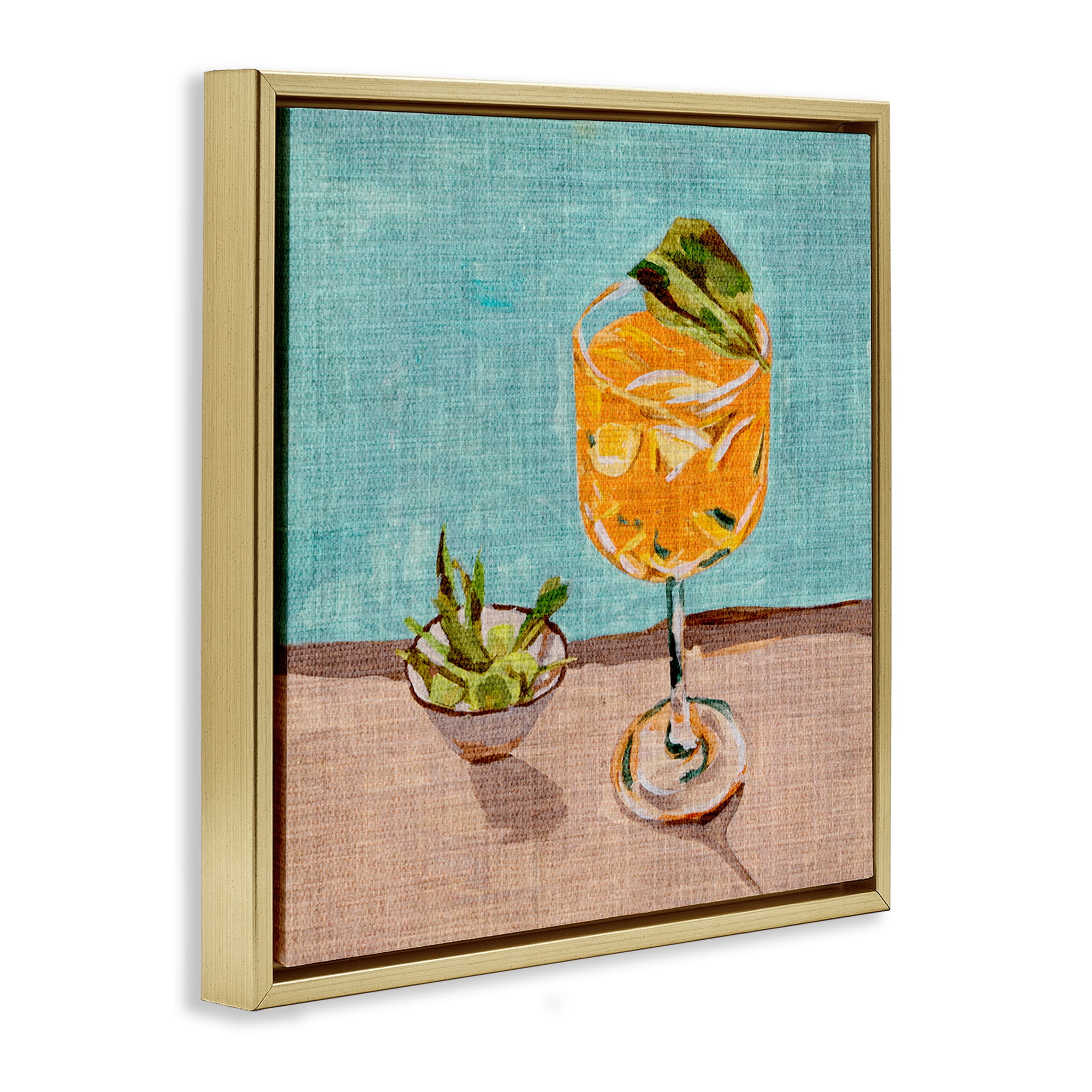 Stupell Industries Orange Cocktails Still Life Food & Beverage Painting Gold Floater Framed Canvas Art Print Wall Art, 18 x 18