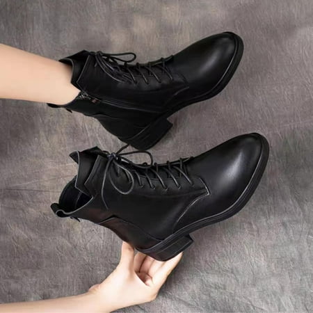 

Bnwani Men s Shoes Up to 40% off Low Heel Shoes Lace-Up Leather Ankle-High Black Boots 35-40
