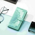 thumbnail image 3 of Stylish Wallet Case for Motorola Moto G Play 4G 2024, Floral Embossed PU Leather Magnetic Closure Kickstand Card Slots Wrist Strap Phone Cover for Motorola Moto G Play 4G 2024, Green, 3 of 5