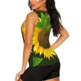 thumbnail image 3 of Xecao Sunflower3 print women's scoop neck, loose-fit workout tank tops for the gym., 3 of 9