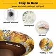 thumbnail image 3 of Elastic Fitted Round Tablecloth, Sunflowers Waterproof Stretch Table Cover for 45"-54" Tables, Floral Green Leaves Bees Watercolor Washable Outdoor Tablecloths for Patio, Picnic, Camping, 3 of 9