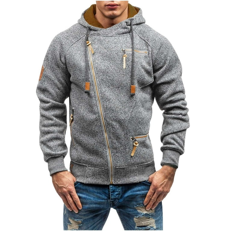 pasta omfattende websted Hfyihgf Men's Fashion Cool Hoodies Jacket Slim Fit Unique Design Zipper  Casual Hooded Sweatshirt Comfy Coats with Multi-Pocket(Gray,S) - Walmart.com