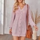 thumbnail image 3 of Cardigan de punto de manga larga con cuello en V solo pecho hilo puños Casual prendas de punto para las mujeres Rosa XL, 3 of 6