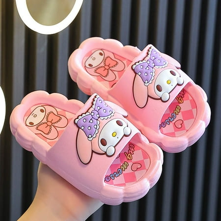 

2024 Children Slippers Sanrio Kawaii Anime Kuromi MyMelody Sandal Girl Princess Summer Cute Indoor Non Slip Babys Shoes Kid Gift
