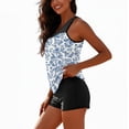 thumbnail image 7 of longantii Womens Tankini Bathing Suits Two Piece Bathing Suits Floral Print Blouson Tank Top Tummy Control Modest Swimsuits with High Waist Board Shorts Tankini Swimwear Light Blue L, 7 of 7