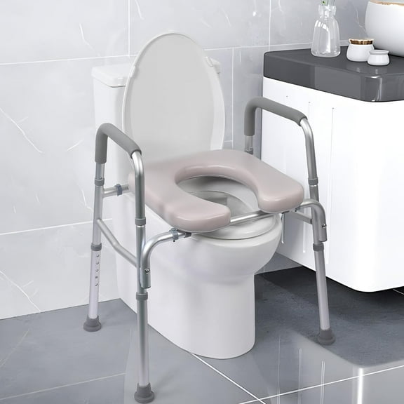 Trilenars Raised Toilet Seat with Cushion and Armrests,satin