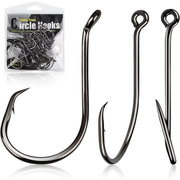 Dovesun 1/0 Circle Hooks for Catfish, 2X Strong Octopus Hooks for Saltwater Freshwater Fishing 100PCS
