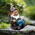 thumbnail image 4 of sunsanly Rocking Chair Gnome Figurine Resin Holding Coffee Dwarf Elf Statue Sculpture Indoor Outdoor Garden Patio Yard Lawn Decoration Ornament, 4 of 7