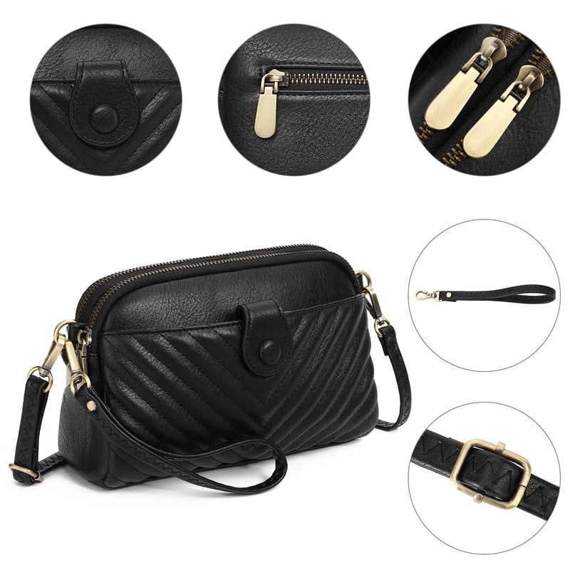 GAEKEAO Crossbody Bags for Women Leather Shoulder Purse Cross Body Bag Handbag with Wristlet Top Zipper