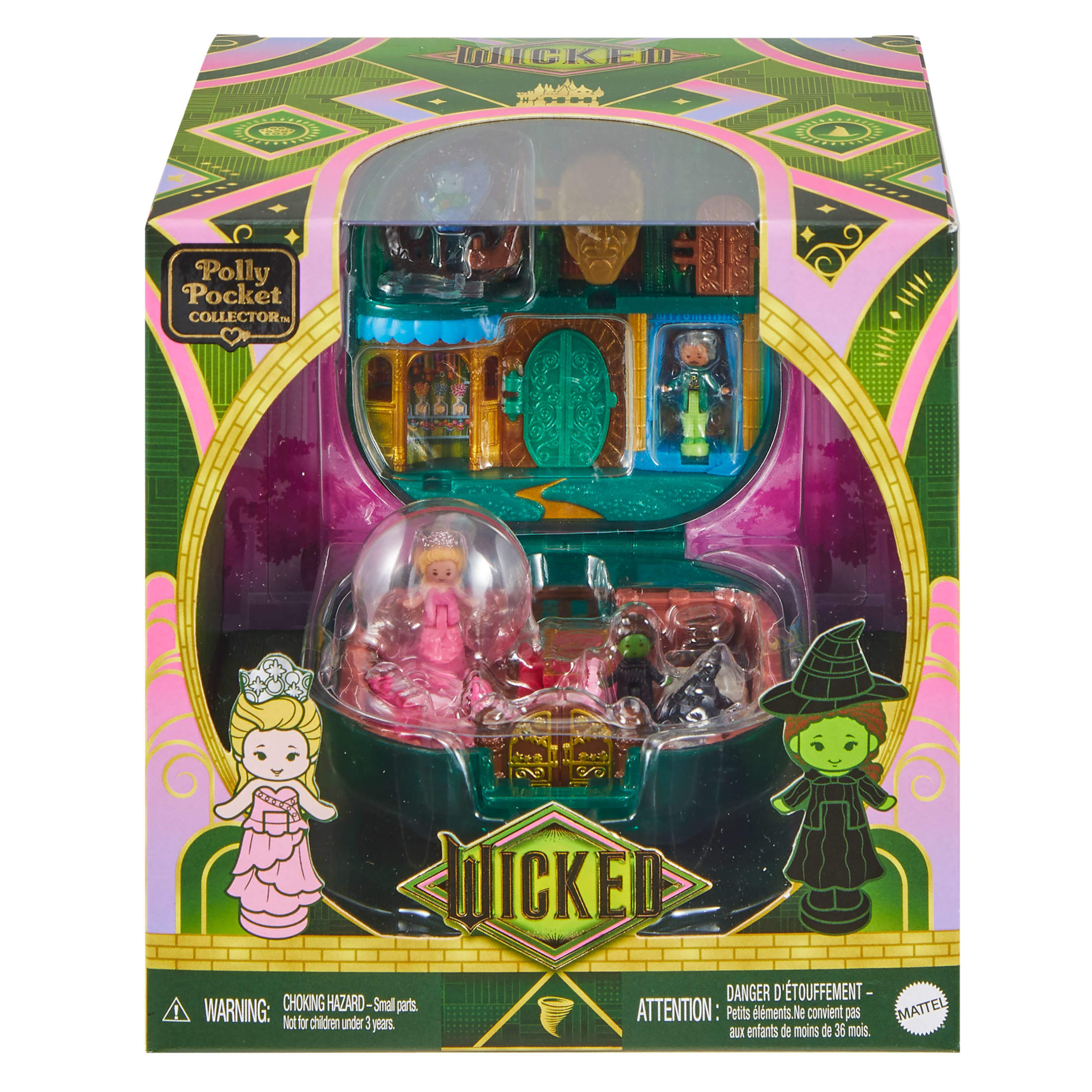 Polly Pocket Micro Dolls and Playset, Collector Wicked Compact with Hat and Bubble Accessories