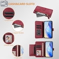 thumbnail image 5 of For Samsung Galaxy S26 Ultra 5G 6.9-inch Wallet Case for Women Men Multi-Card Slots Zipper Wallet Leather Phone Case,Red,For Galaxy S26 Ultra 5G, 5 of 8