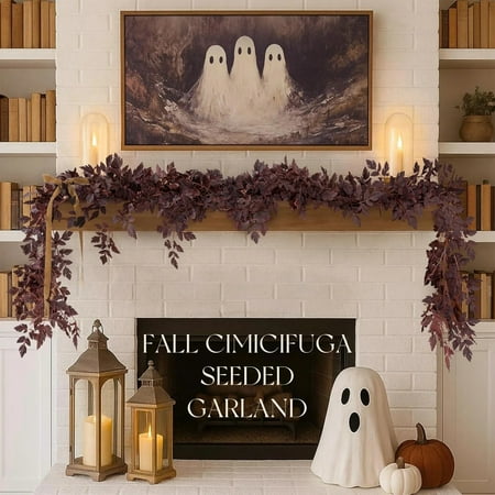 Fall Decor - Fall Decorations for Home - 6 Ft Plum Cimicifuga Seeded Garland - Artificial Leaf Garland Centerpieces for Tables Mantle -Autumn Thanksgiving Halloween Decoration for Indoor Wedding Room