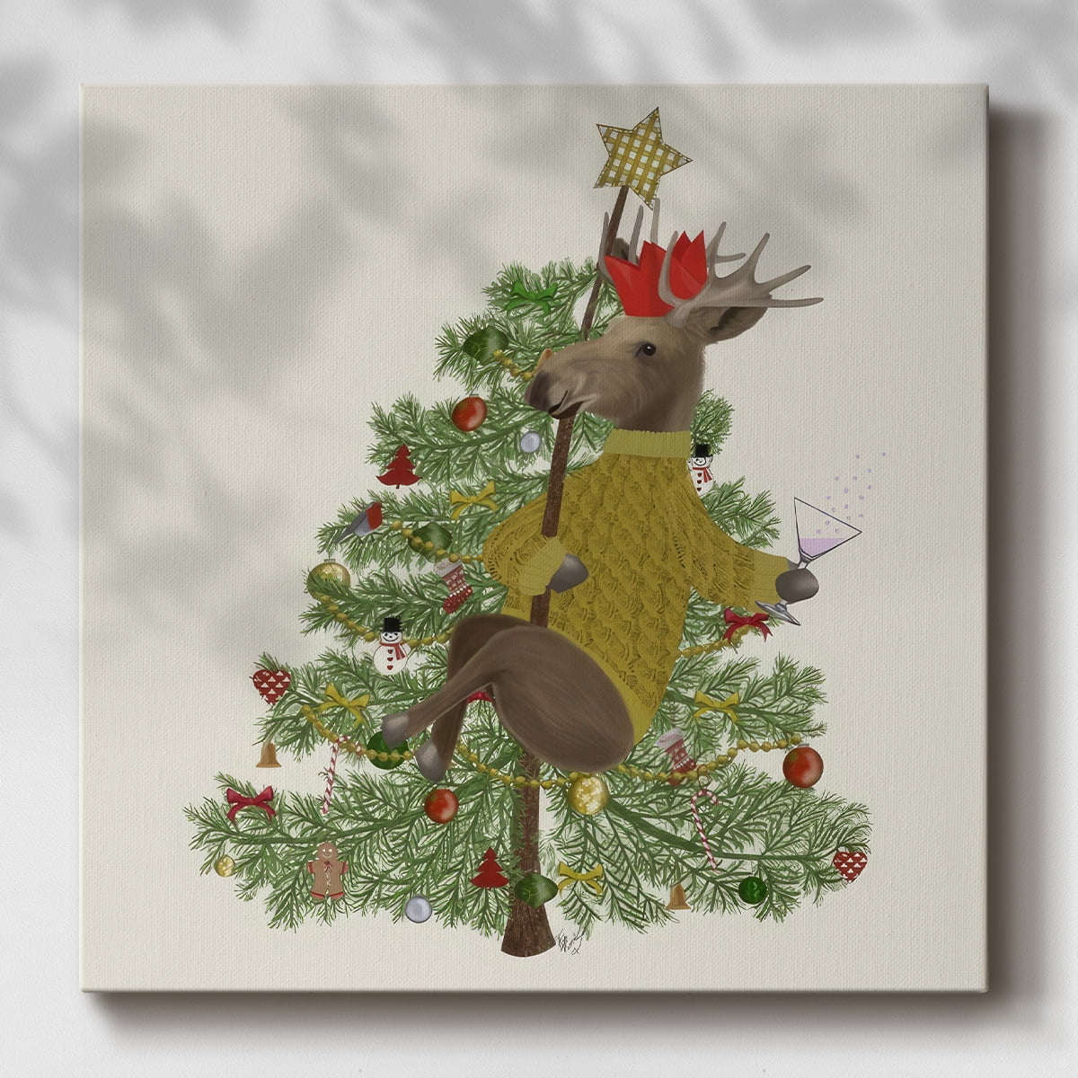 Moose Christmas Pole Dance- Gallery Wrapped Canvas