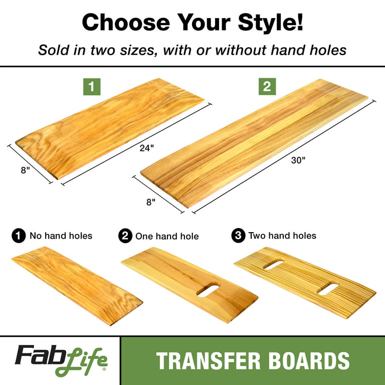 Transfer Board Wood 8-Inch x 30-Inch Two Handgrips