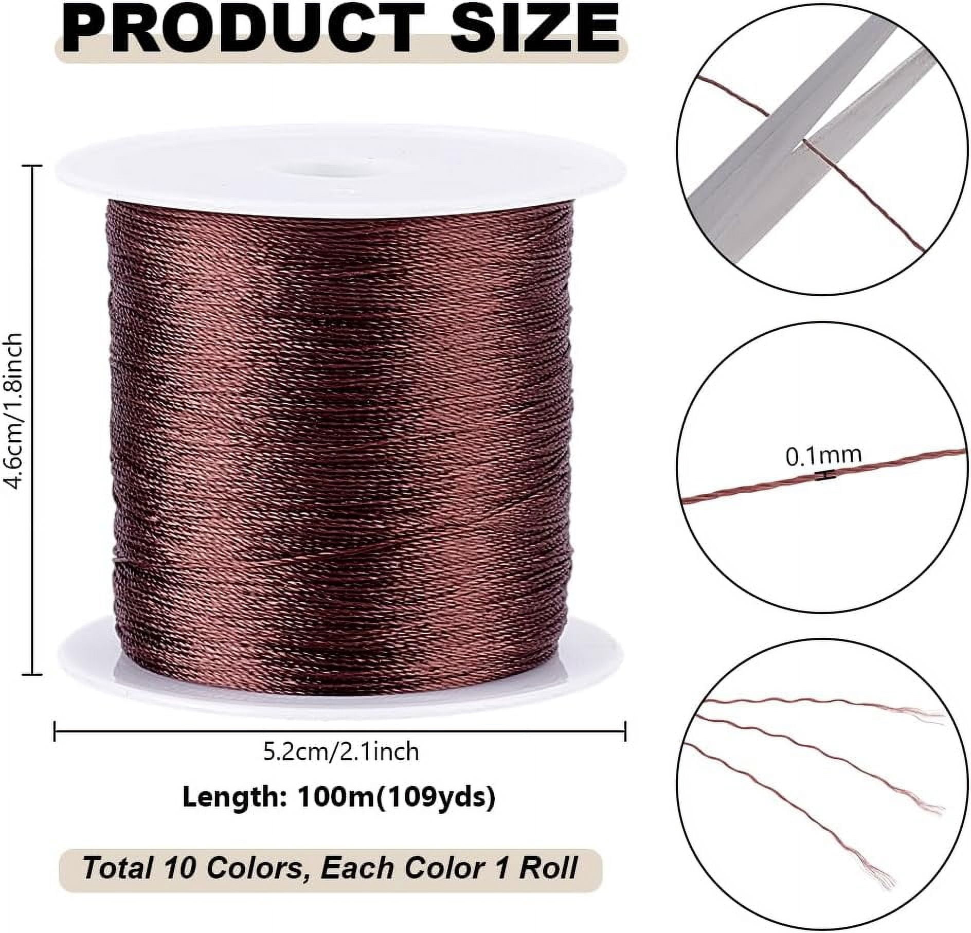 PH 109 Yards 0.1mm Beading String 10 Colors Bracelet Beading Thread Seed Bead Thread Polyester Cord Thin Craft Wire Fishing String for Jewellery Making Leather Stitching DIY Crafts Colorful
