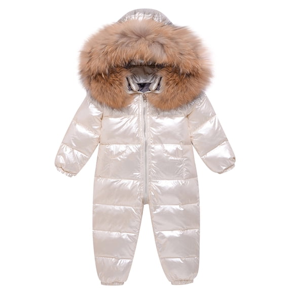 Lovzfmll Boys and Girls Winter Fashion Outdoor Kids' Hooded Fleece-Lined Warm Jumpsuit, Insulated One-Piece for Infant, 1 Year