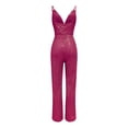 thumbnail image 4 of One Piece Sequin Deep V-Neck Sleeveless Rompers,Women's Spicy Girl V Open Back Strap Jumpsuit, 4 of 4