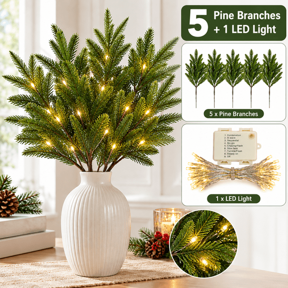 Twinkling Tree Enchanted Evergreen Pine with Lights, Artificial LED Branches Christmas,Pine*5