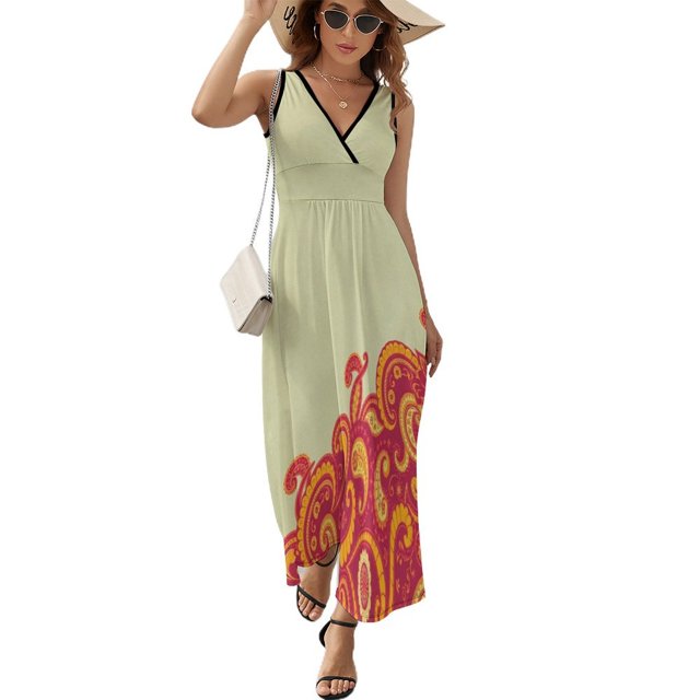 Paisley Print Vestido Sin Mangas Vestidos Para Mujer, Vestido Suelto De Verano 2025