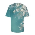 thumbnail image 6 of Otvok Womens Dressy Tops Ladies Fashion Casual Short Sleeve Flower Print Round Neck Pullover Top Blouse, 6 of 6