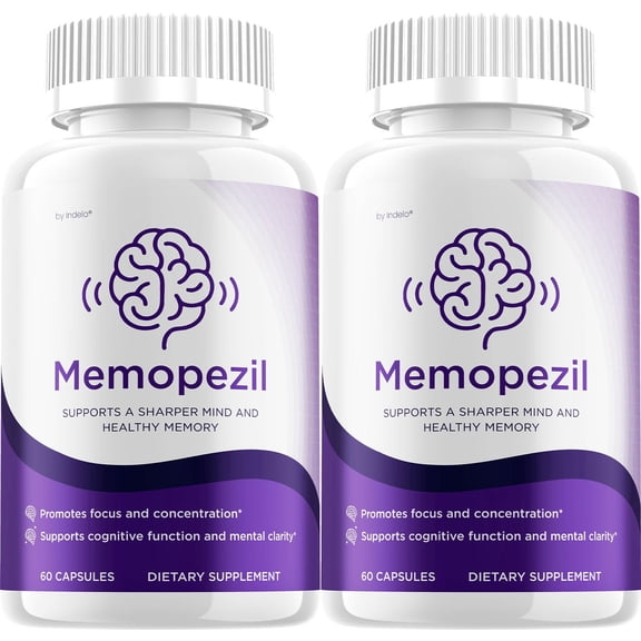 Memopezil Capsules – Memopezil Natural Blend Memory Focus Support Supplement, 2 Pack, 120 Capsules