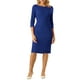 thumbnail image 1 of Vestido de trabajo elegante de mujer con mangas 3/4, cuello barco, vestido lápiz ajustado L azul real, 1 of 5