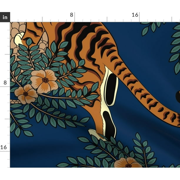 Organic Cotton Sateen Fabric by the Yard Maximalist Chinoiserie Extra Large Scale Jungle Asian