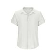 thumbnail image 6 of GuangCheng Mens Textured Short Sleeve Button Down Shirts,Regular Fit,Soft,Breathable,Lightweight,Comfortable,Casual Tees,White,Size 3XL, 6 of 6
