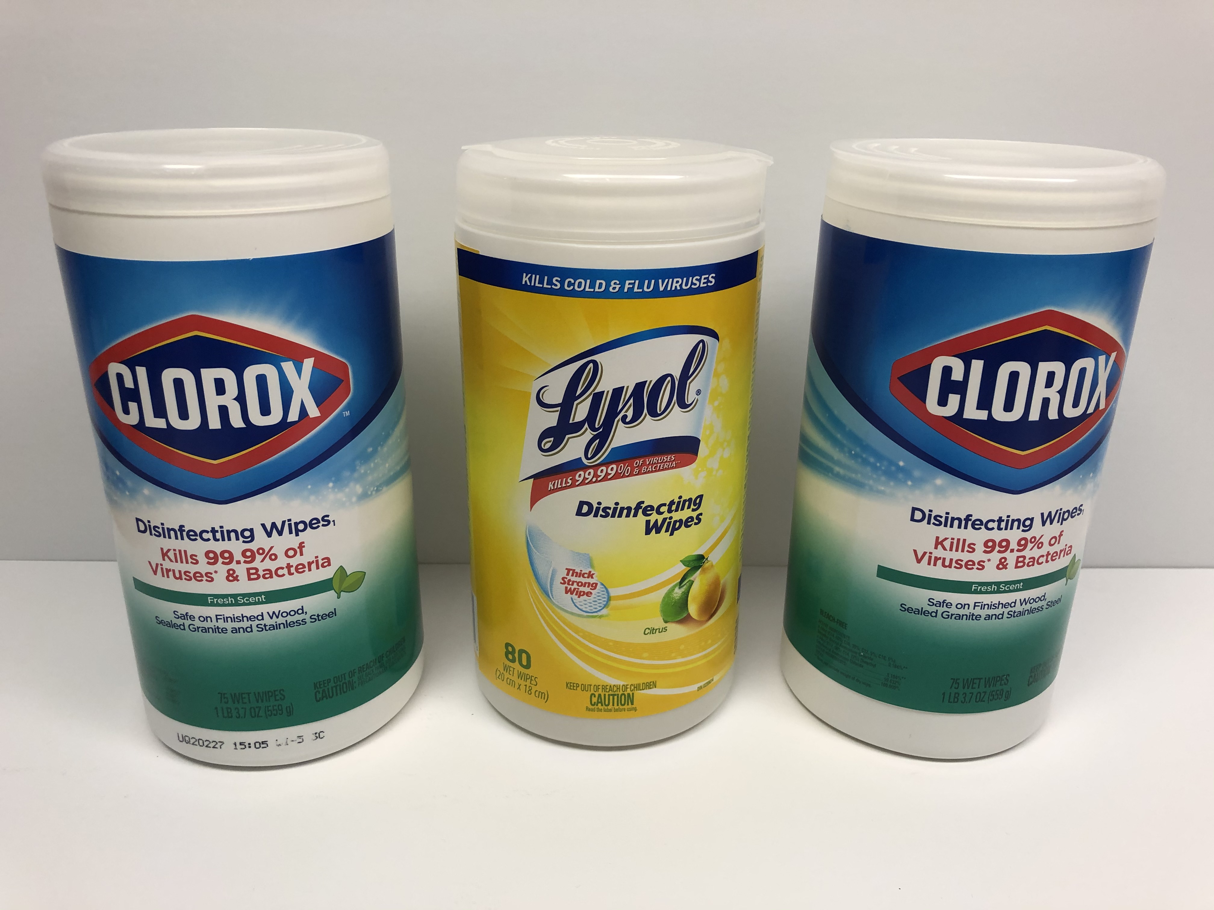 Two Clorox Fresh scent & One Lysol Citrus Wipes 3 Pack Walmart Canada
