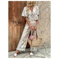 thumbnail image 3 of Conjunto de ropa WDIRARA para mujer, blusa y pantalones con estampado floral, color albaricoque, 3 of 6