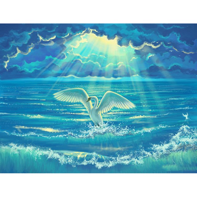 Pintura de diamante (DE5064) 5D Cuadrado DIY Cisne de natación Imagen de diamantes de imitación 30x40cm Hugtrwg Para estrenar
