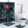 thumbnail image 1 of FMSHPON Jungle Leaves 4 Piece Bathroom Set Shower Curtain Bath Rug Contour Mat and Toilet Lid Cover, 1 of 8