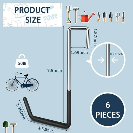 SLKOHDZ-6 Pack Heavy Duty Rafter Hooks for Hanging Vinyl Coated Large S Hooks for Hanging Ladder Bike Hangers Garage Storage Organizer Black