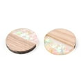 thumbnail image 2 of Transparent Resin & White Wood Pendants Flat Round Charms with Paillettes Clear 28.5x3.5mm Hole: 2mm, 2 of 3