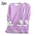 thumbnail image 2 of Feancey 2PC Womens Fleece Sweatshirt Winter Warm Crewneck Sherpa Lined Shirts Long Sleeve Casual Fuzzy Pullover Comfy Warm Loungewear Thermal Tops with Pockets Purple S, 2 of 4