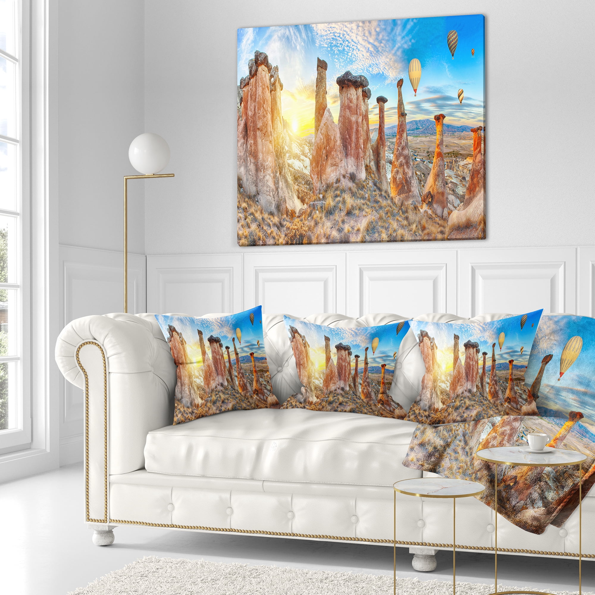Designart Mushrooms - Landscape Photography Throw Pillow - 16x16