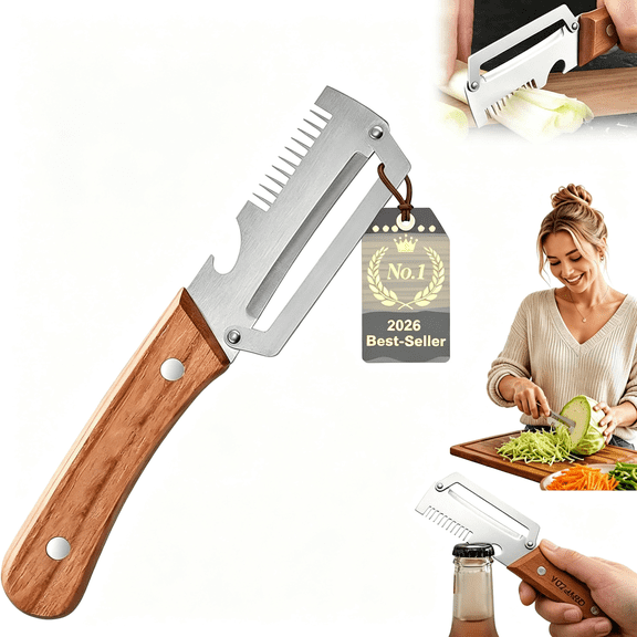 EXLEAF 3-In-1 Multi Functional Vegetable Peeler with Julienne Blade-Heavy Duty Thickened Stainless Steel Hand Held Slicer and Cabbage Shredder for Kitchen-Fruit,Potato,Carrot,Cucumber